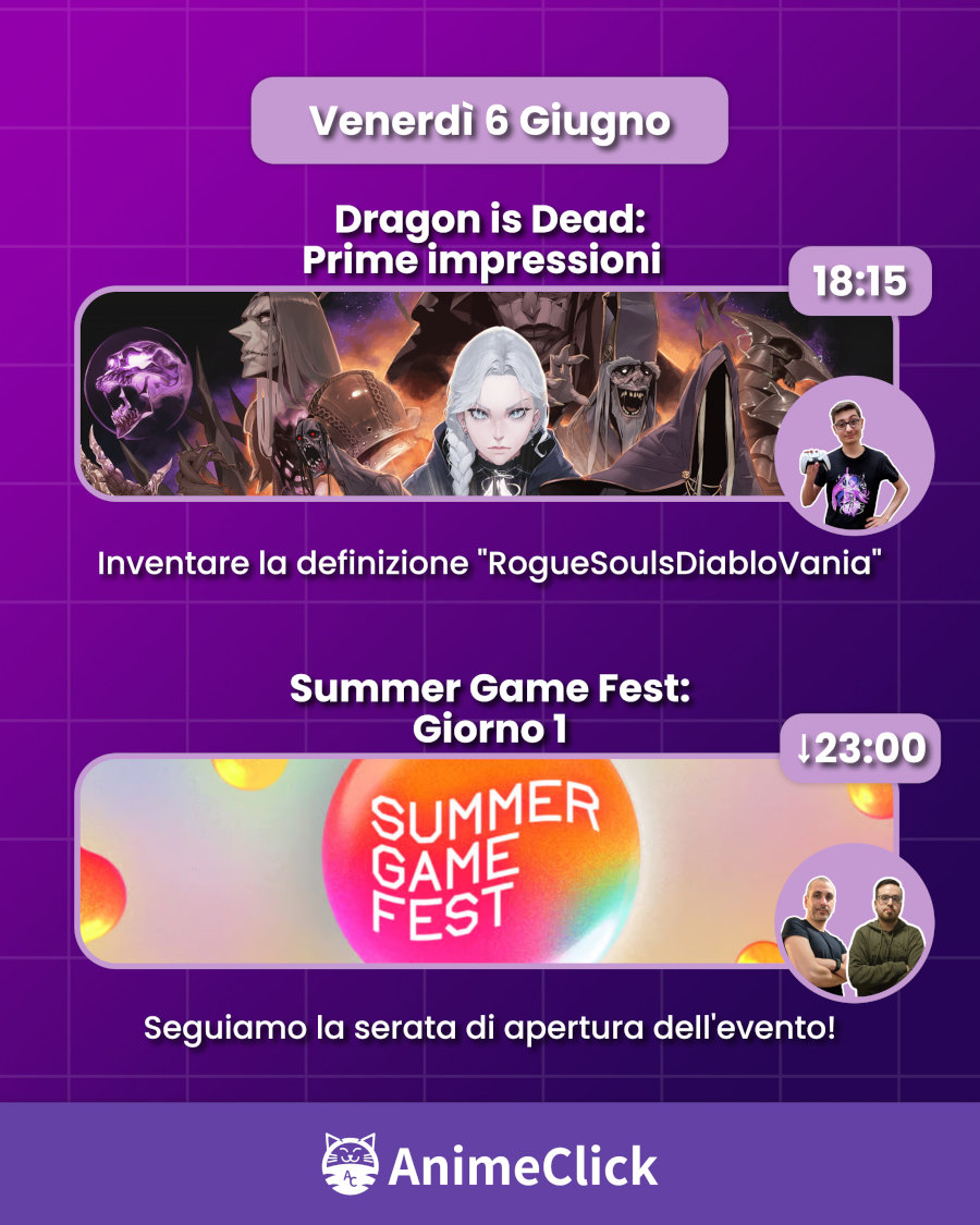 AnimeClick su Twitch: programma dal 2 all'8 giugno AnimeClick su Twitch: programma dal 2 all'8 giugno